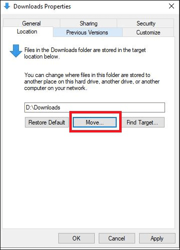 이동 옵션을 클릭하십시오