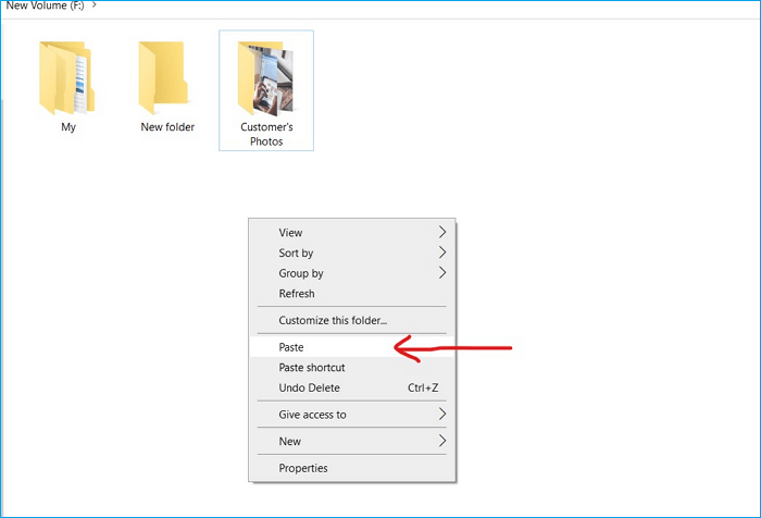 USB 드라이브에 파일 붙여넣기