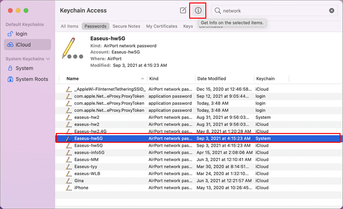 Wi-Fi 정보를 보려면 클릭하세요.