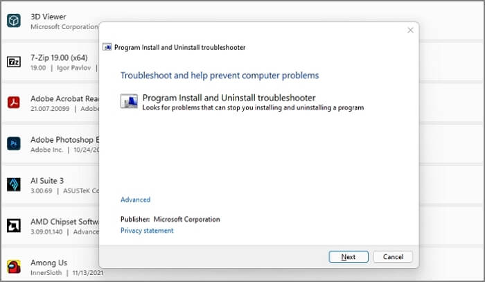 문제 해결사로 프로그램 설치 및 제거