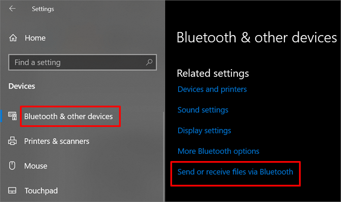 Windows 10에서 Bluetooth를 사용하여 노트북에서 노트북으로 파일을 전송하는 방법-EaseUS