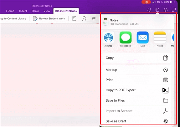pdf onenote ipad 내보내기