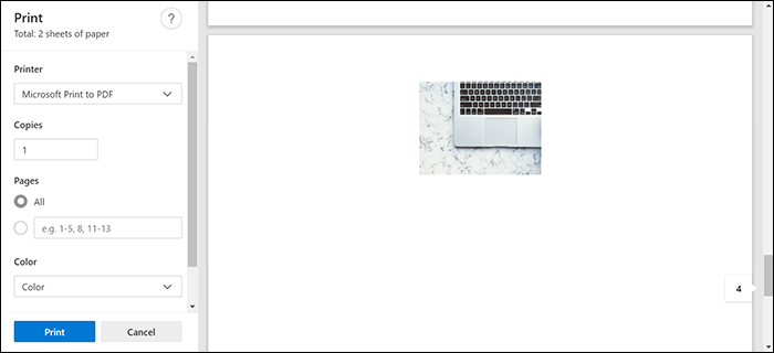 Micorosoft PDF 프린터를 사용하여 보안 PDF 인쇄