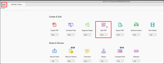 PDF 편집 창 열기