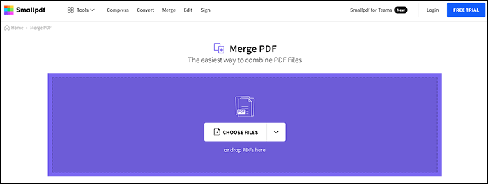 Smallpdf 온라인으로 PDF 파일 병합