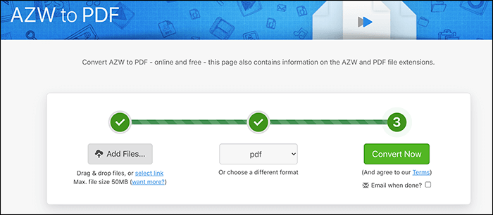 zamzar로 킨들을 pdf로 변환
