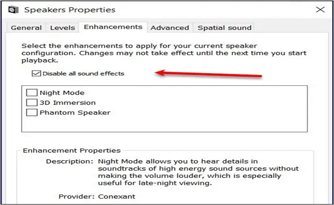 모든 음향 효과 비활성화