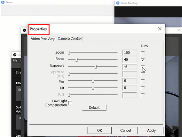 줌을 위한 obs 속성