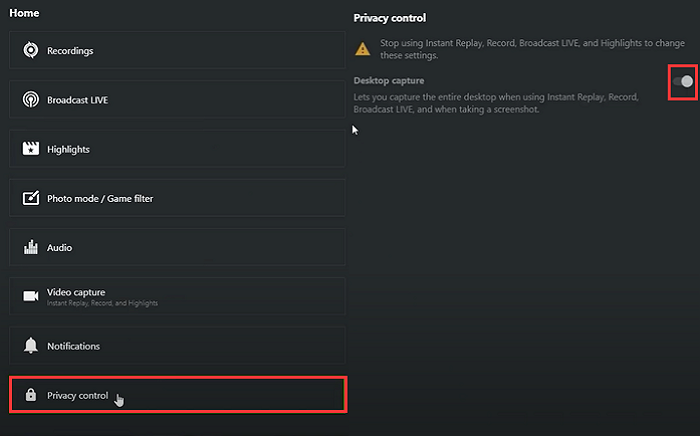 Shadowplay의 개인 정보 설정
