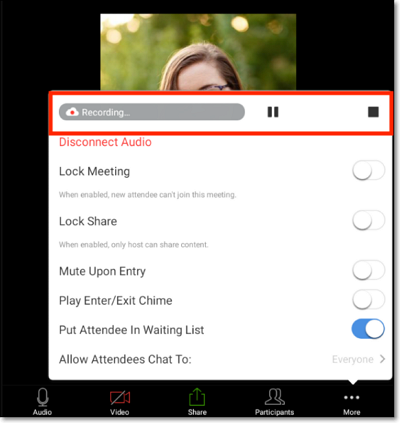 모바일에서 기록 줌 회의