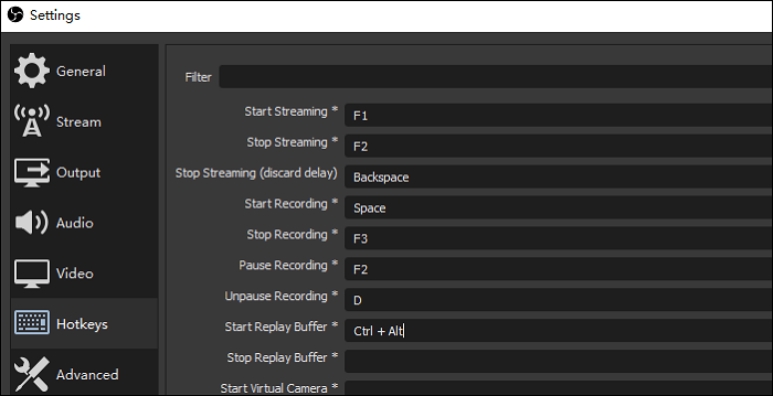 Obs 단축키 설정
