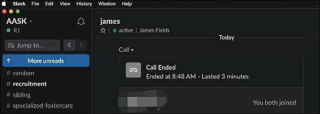 Mac에서 Slack 영상 통화