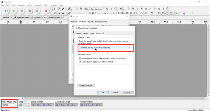 샘플 속도 대담 설정