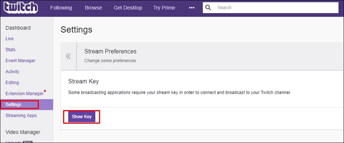 트위치 스트림 키 표시