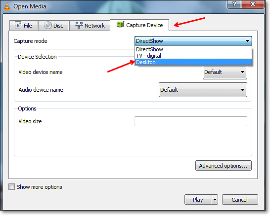 데스크탑 오디오 VLC 녹음